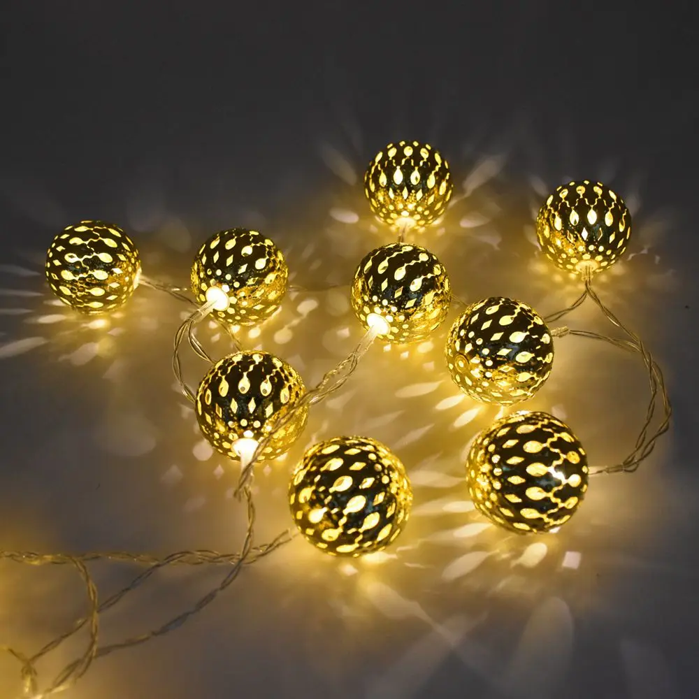 Gold Moroccan String Lights Battery Operated 20 40 LED Warm White Fairy Light for Indoor Bedroom Curtain Patio Lawn Landscape | Лампы и
