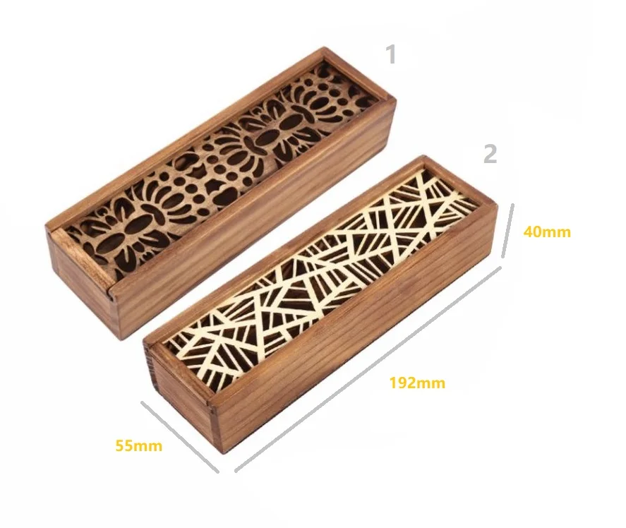 

2 types Portable lightweight retro texture hollow wooden pencil box savings box student cute multifunctional stationery school