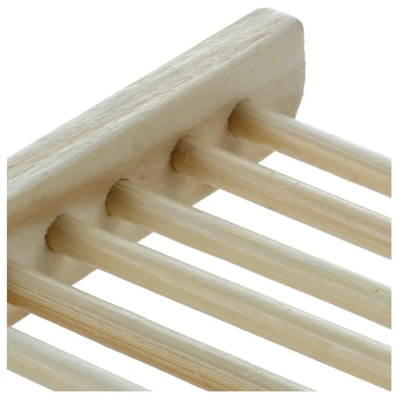 Wood-color Trapezoid Natural Wood Soap Plate Box Bath Tray Holder Dish Shower Wash 12*9*1.7cm | Обустройство дома