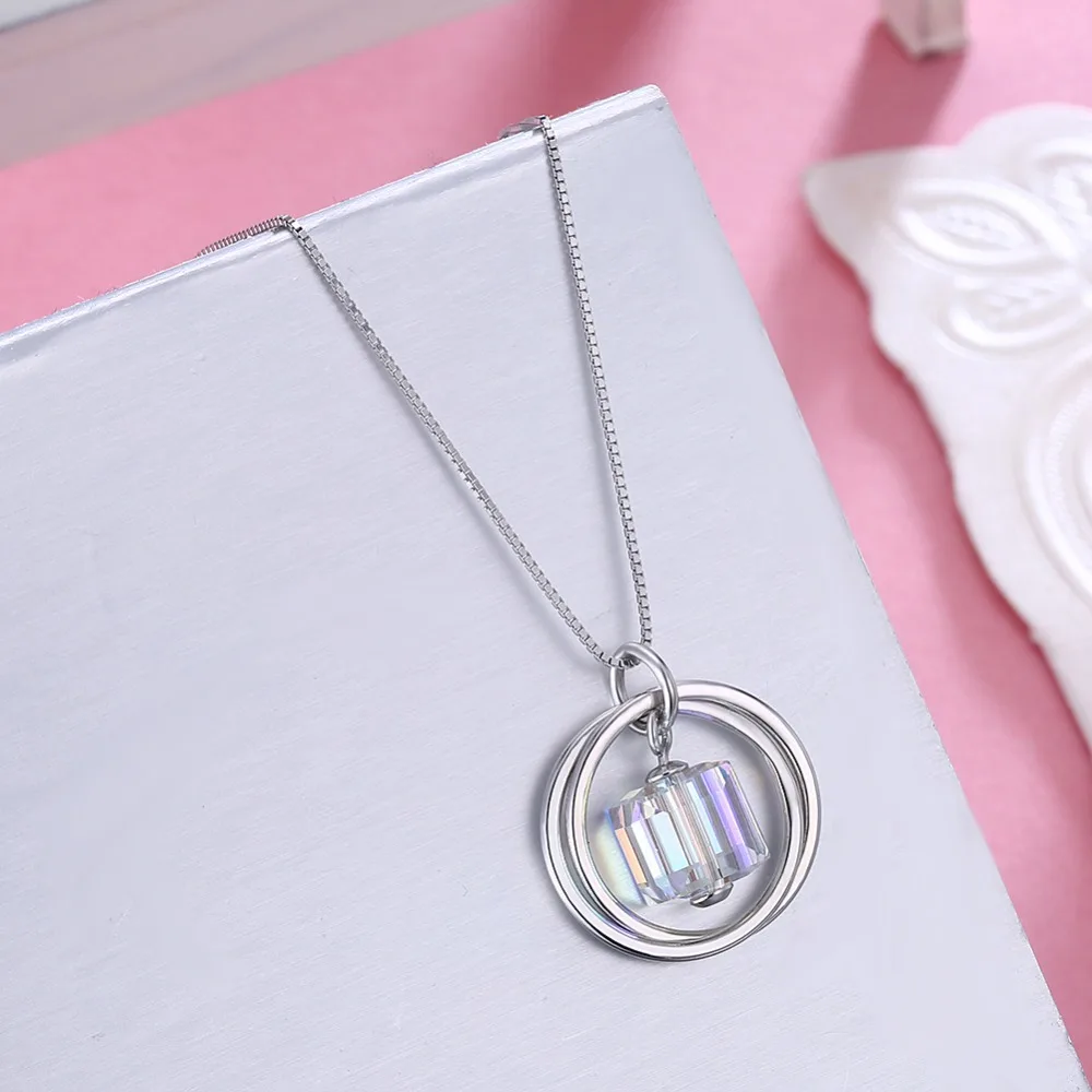 LEKANI модные круги кубики кристаллы от SWAROVSKI подвески ожерелья волшебное Макси