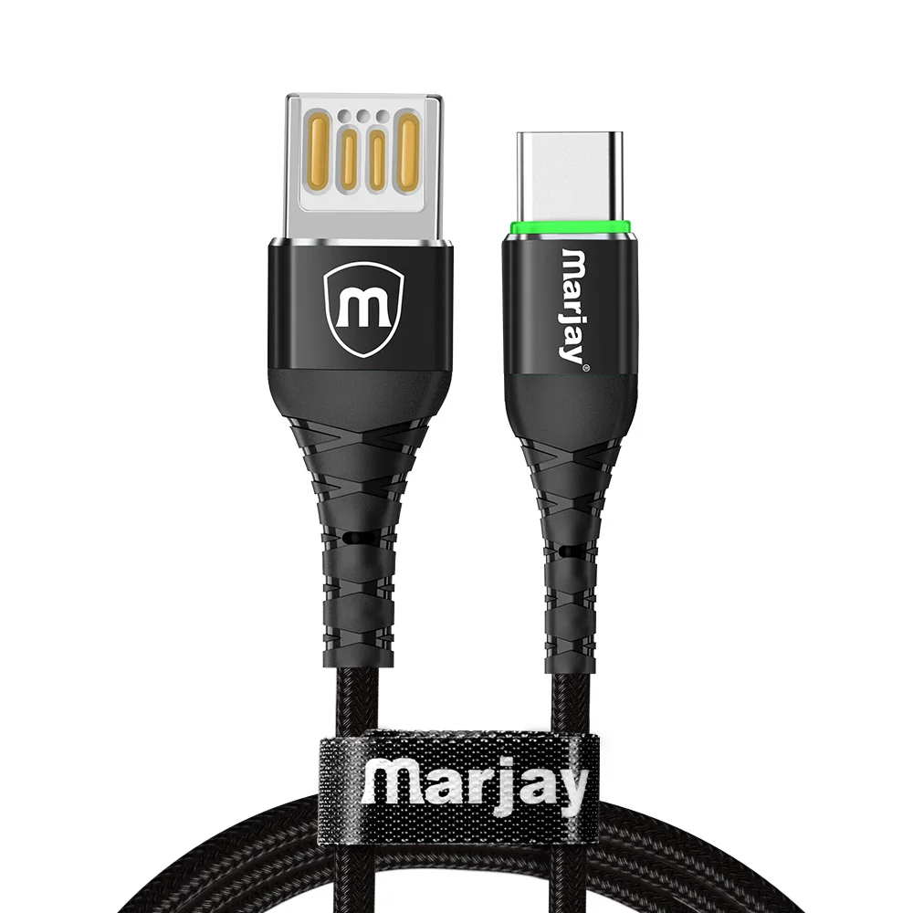 Black for Type C Marjay USB быстрая зарядка type-C кабель для samsung S10 S9 S8 Micro USB кабель для huawei P10 двусторонний кабель для Xiaomi Redmi - Цвет: Black for Type C