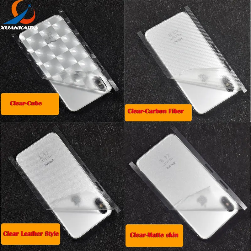 Matte Leather Carbon fiber checker Full protective cover Back edge sides sticker For Iphone X Clear skin protector 50pcs/lots | Мобильные