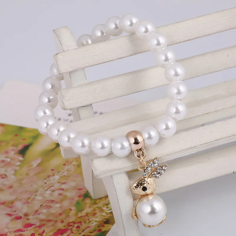 Красивый браслет с подвеской в виде кролика для девочек роскошный