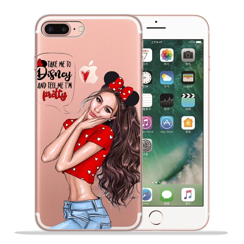 Новое поступление Модный чехол для телефона для девочек для Funda iPhone 8 7 6 6S Plus X XS MAX XR 10 мягкий силиконовый чехол Etui - Цвет: 09