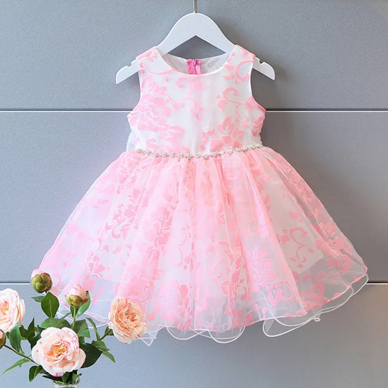 Новинка 2017 года летняя одежда для девочек милое розовое платье с бантом и
