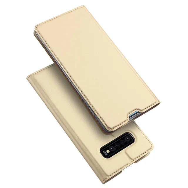 Gold Samsung Galaxy S10 чехол DUX DUCIS кожа флип чехол для Samsung Galaxy S10 Plus Роскошные бумажник чехол для самсунг галакси S10 плюс e S 10 s10e - Цвет: Gold