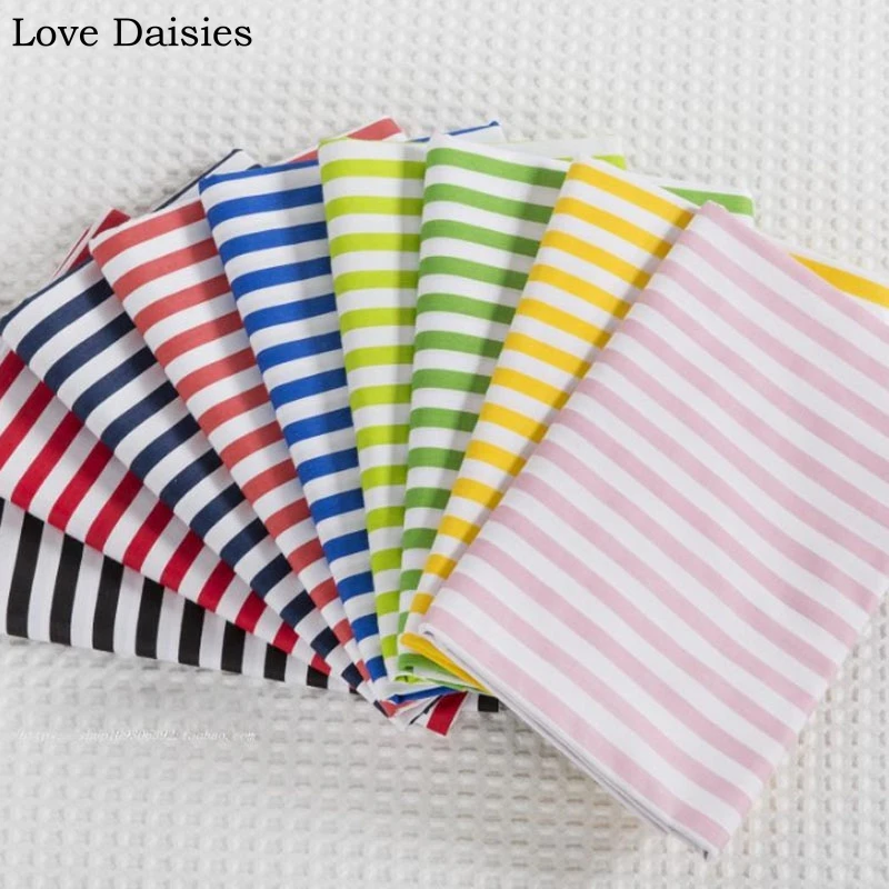 

100% cotton twill navy blue red green yellow pink black wide stripe fabrics for DIY bedding apparel patchwork home decoration