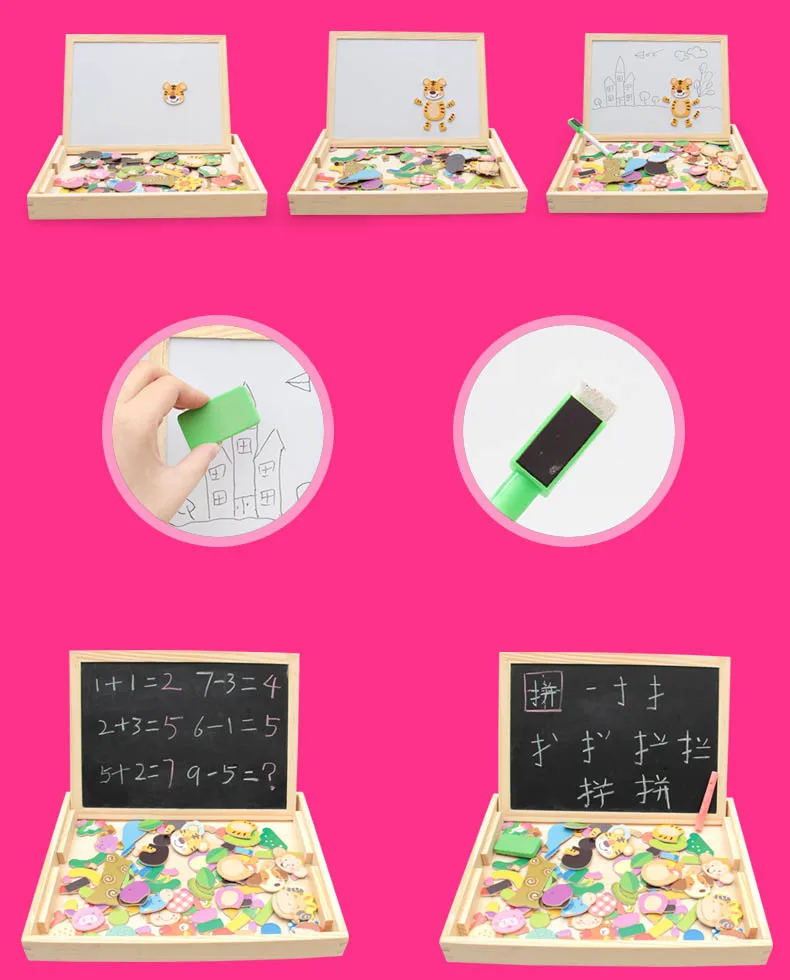 Деревянные магнитные игрушки, детские 3D головоломки, игрушки для детей, Обучающие животные, деревянная доска, детские игрушки для рисования