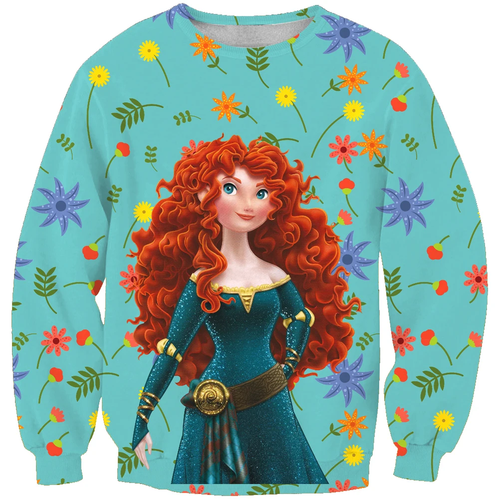 

New arrival fashion Unisex Sweatshirt 3D Ice Princess print simple Casual white relaxtion oversized Clothes Free shipping