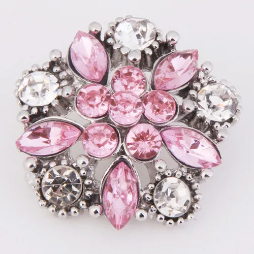 Hot KZ1168 Charm Flower Rhinestone Fashion 18mm snap buttons fit DIY snaps bracelets necklaces jewelry wholesale trendy women | Украшения и