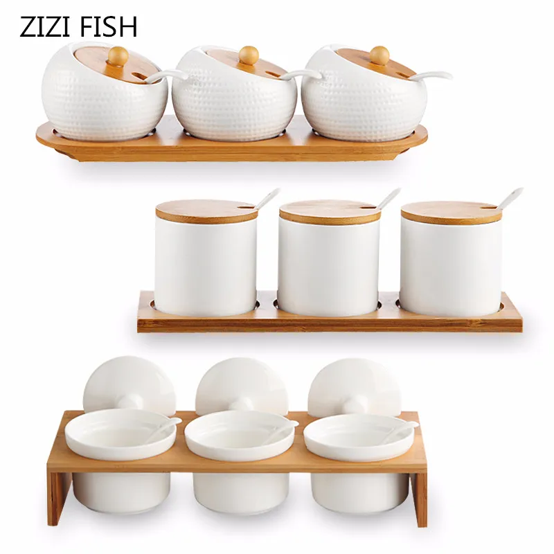 Керамическая коробка для приправ банки соли бутылка дома с 3 костюмами|salt box|ceramic