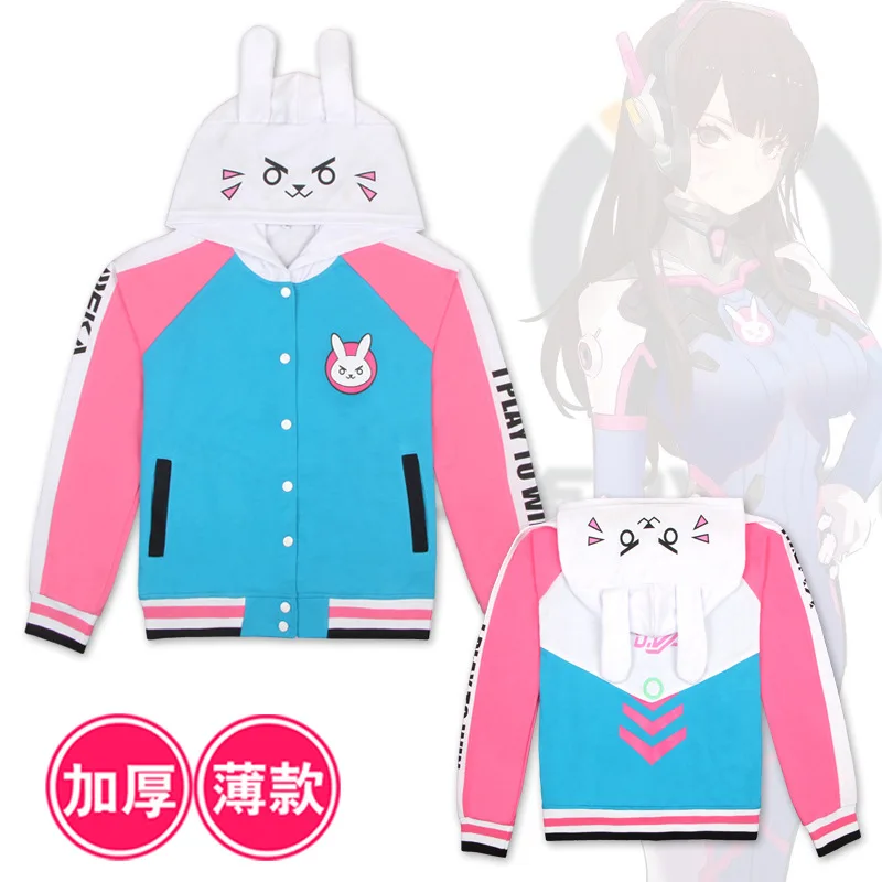 Костюм для косплея Game Over and Watch OW худи D.va из хлопка с принтом пальто капюшоном