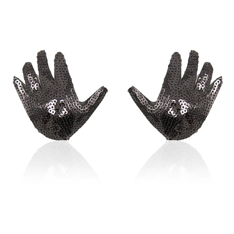 New Design Sequin Breast Petals Sexy Women Nipple Covers Hand Shape Stickers Reusable Pasties |