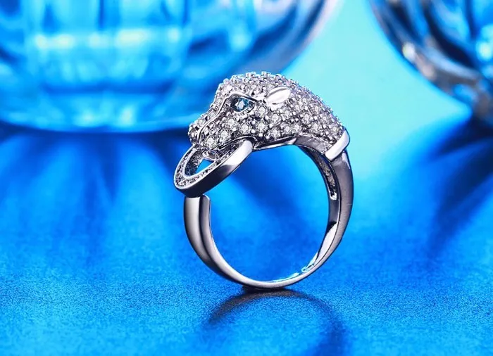 Популярные серебряные леопардовые кольца для женщин модные с животными вечерние