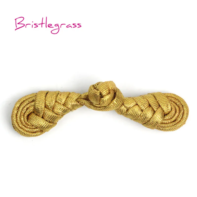 

BRISTLEGRASS 5 Pair Handmade Gold Metallic Ribbon Chinese Knot Buttons Frog Closure Fastener Cheongsam Costume Suit Sewing Craft