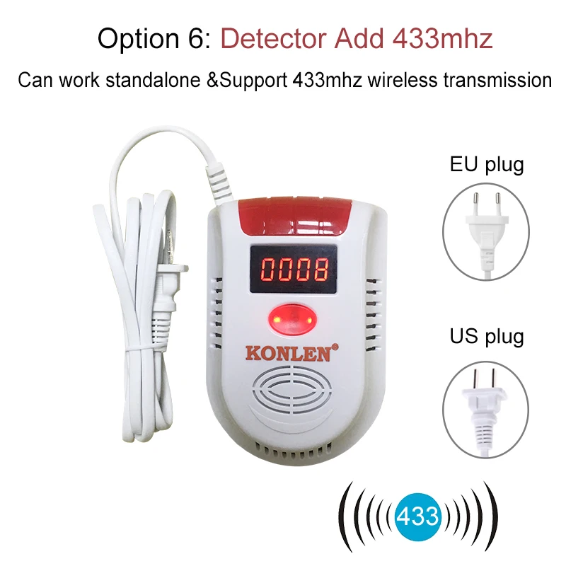Detector Add 433MHZ Природный газ LPG датчик утечки детектор с электромагнитным клапаном трубопровода Утечки метана цифровой светодиодный сигнал безопасности 12 в беспроводной 433 МГц - Цвет: Detector Add 433MHZ