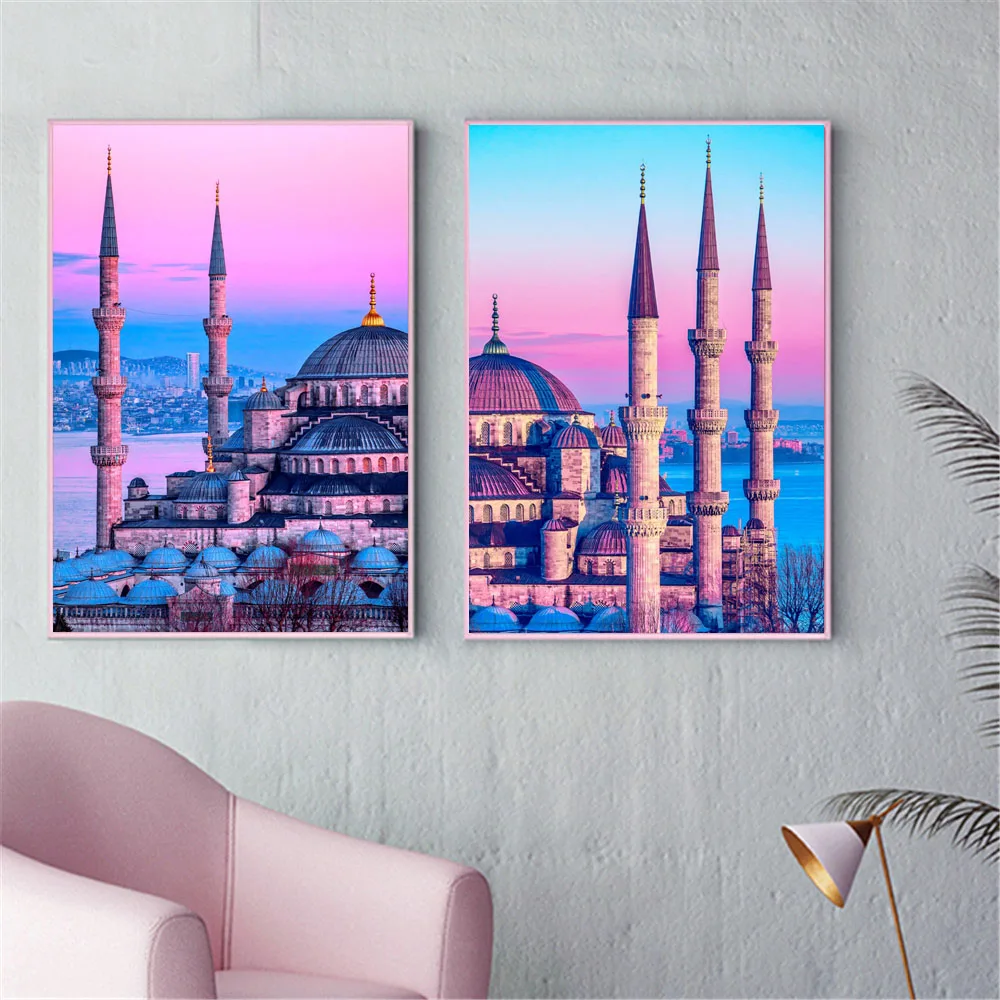 

Blue Mosque Classic Islamic Buildings Wall Art Canvas Painting Nordic Posters And Prints Wall Pictures For Living Room Decor