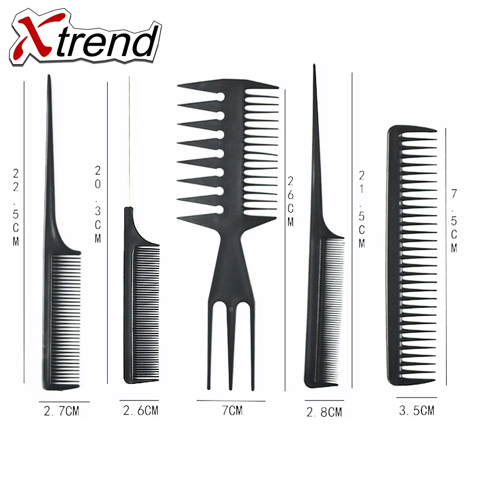 Xtrend 10 шт./компл. черная парикмахерская расческа Антистатическая расческа для волос Расческа Detangle прямые волосы Pro салонный инструмент для стайлинга