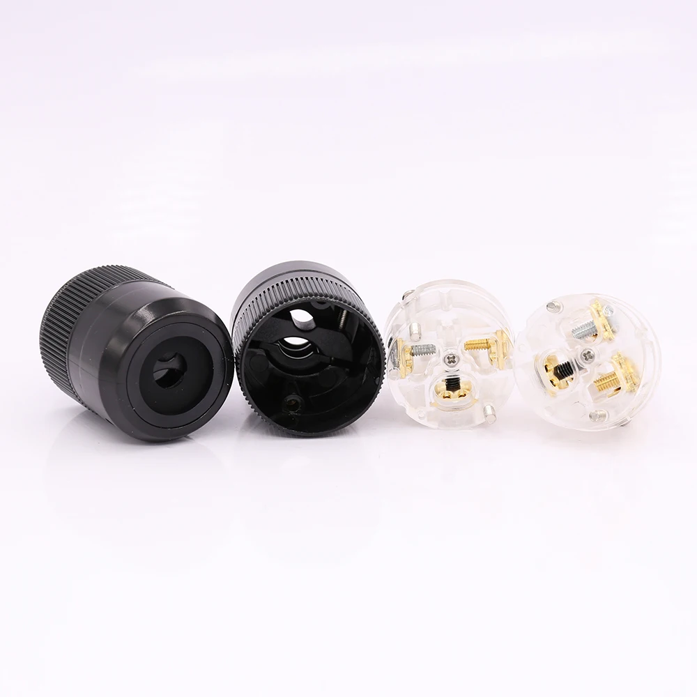 Одна пара позолоченный прозрачный США AC Разъем питания hifi IEC Женский DIY кабель