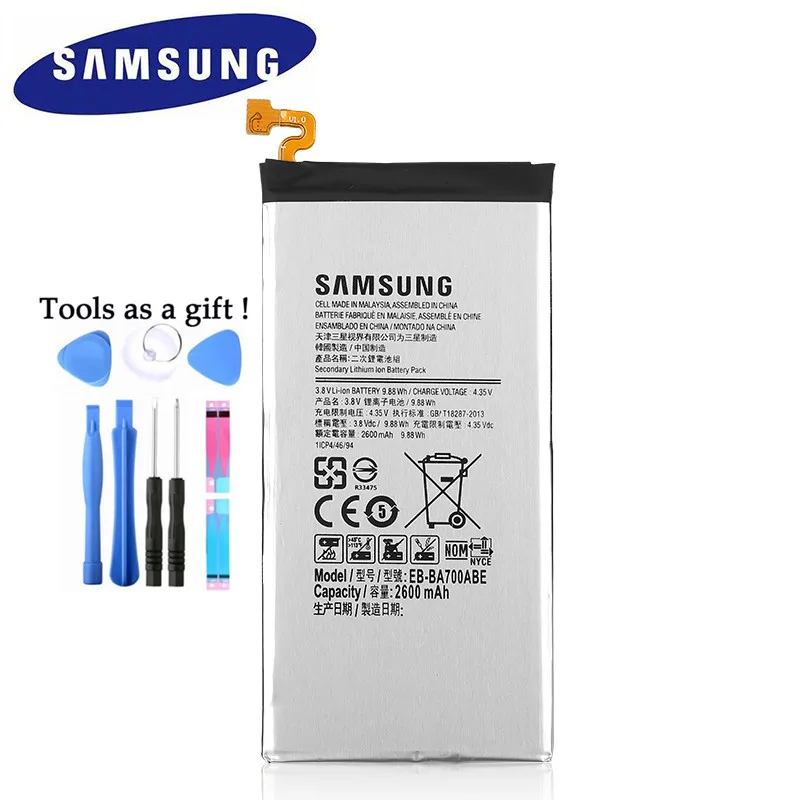 Оригинальный аккумулятор SAMSUNG Galaxy A7 2015 A700 A700FD A700S A700L 2600 мАч|Аккумуляторы для
