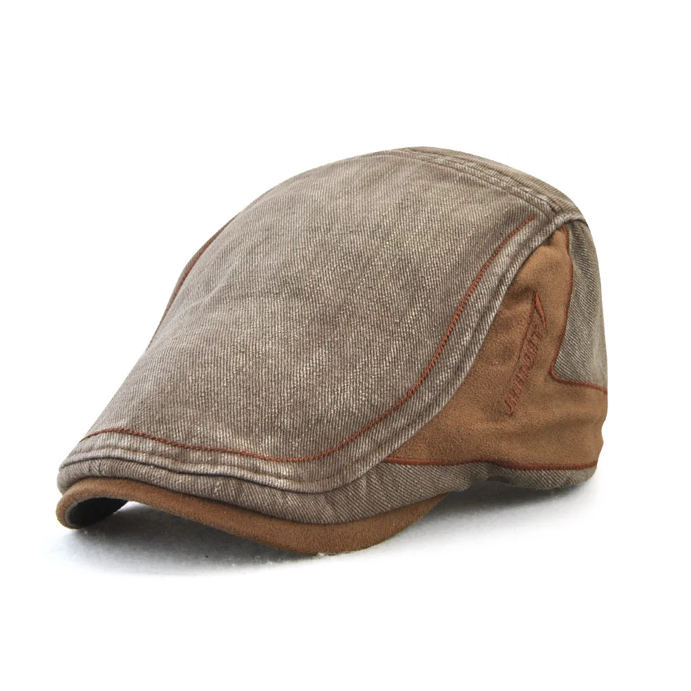 Jamont Мужская винтажная хлопковая кепка газетчика лето осень Duckbill козырек Cabbie Ivy Peaked cap для мальчика Boina Повседневная Плоский берет шляпа - Цвет: coffee
