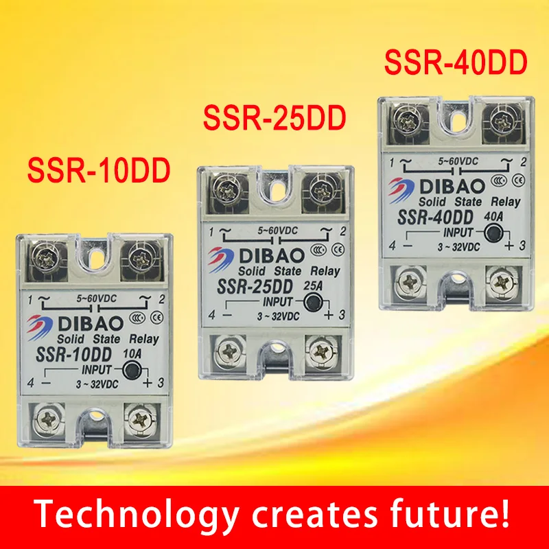 SSR-10DD/SSR-25DD/SSR-40DD DC управление DC SSR белый корпус Однофазное твердотельное реле 5~ 60VDC