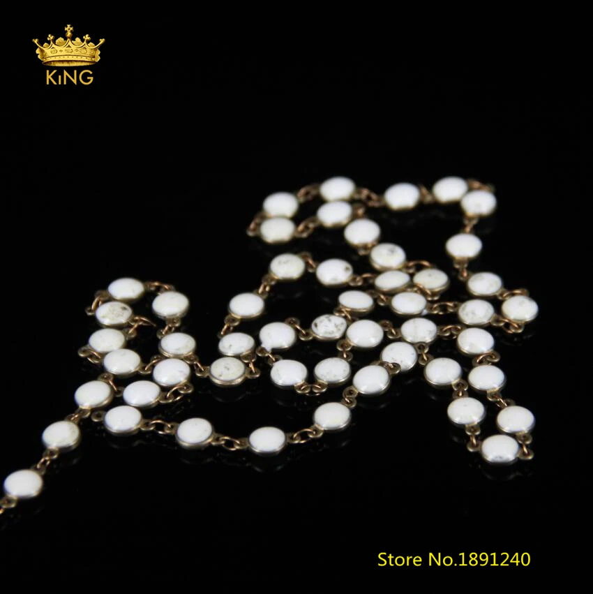 5 метров четки цепи белая эмаль плоские круглые бисерные стеклянные бусины из