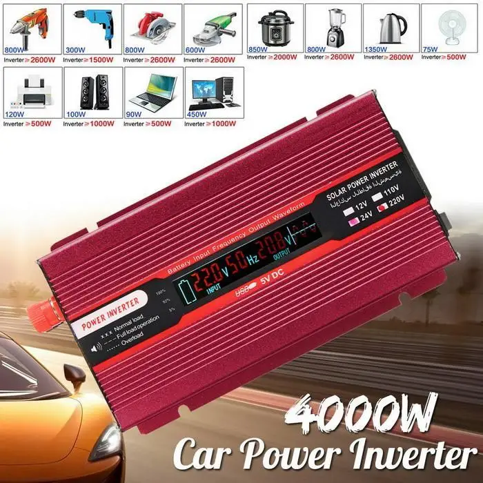 4000W ЖК-дисплей Дисплей автомобильный Солнечный Мощность Инвертор постоянного