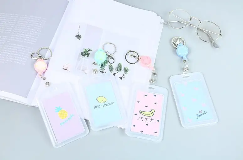 1 шт. Kawaii Единорог кошка фрукты прозрачный банк футляры для идентификационных карт Чехол для карт студенческий Бизнес Кредитные карты сумка канцелярские принадлежности