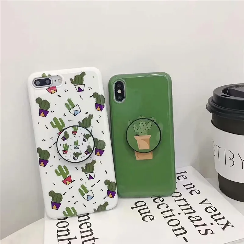 GYKZ мультяшный чехол подставка С КАКТУСОМ для iPhone XS MAX XR 7 6 6s 8 plus Мягкий силиконовый