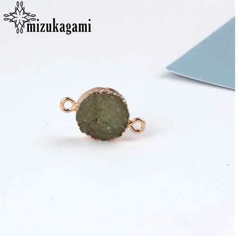 Двойное отверстие смолы имитация из натуральных круглых камней Сердце Подвески кулон 10 шт./партия для DIY модные серьги еврей - Окраска металла: 9