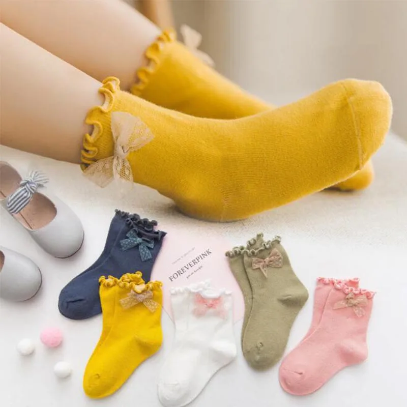 5 пар хлопковые носки для детей от 3 до 12 лет кружевные принцессы из чесаного