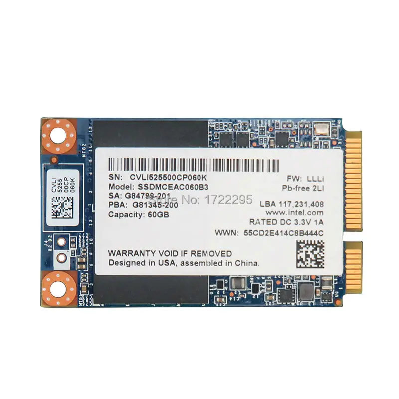 Бесплатная доставка 1 шт. MSATA SSD SATA3 III 60G ноутбук встроенный мини твердотельный