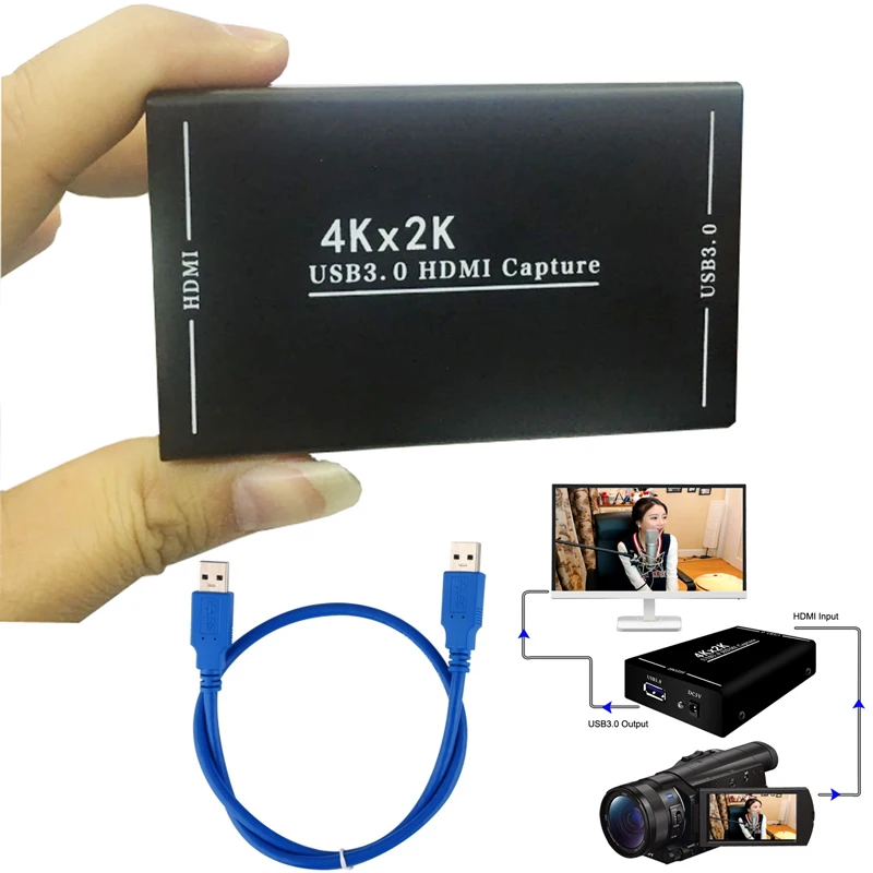 4K HDMI к USB 3,0 карта видеозахвата видеомагнитофон для OBS vMix wiscast Potplayer VLC энкодер QuickTime плеер прямая передача