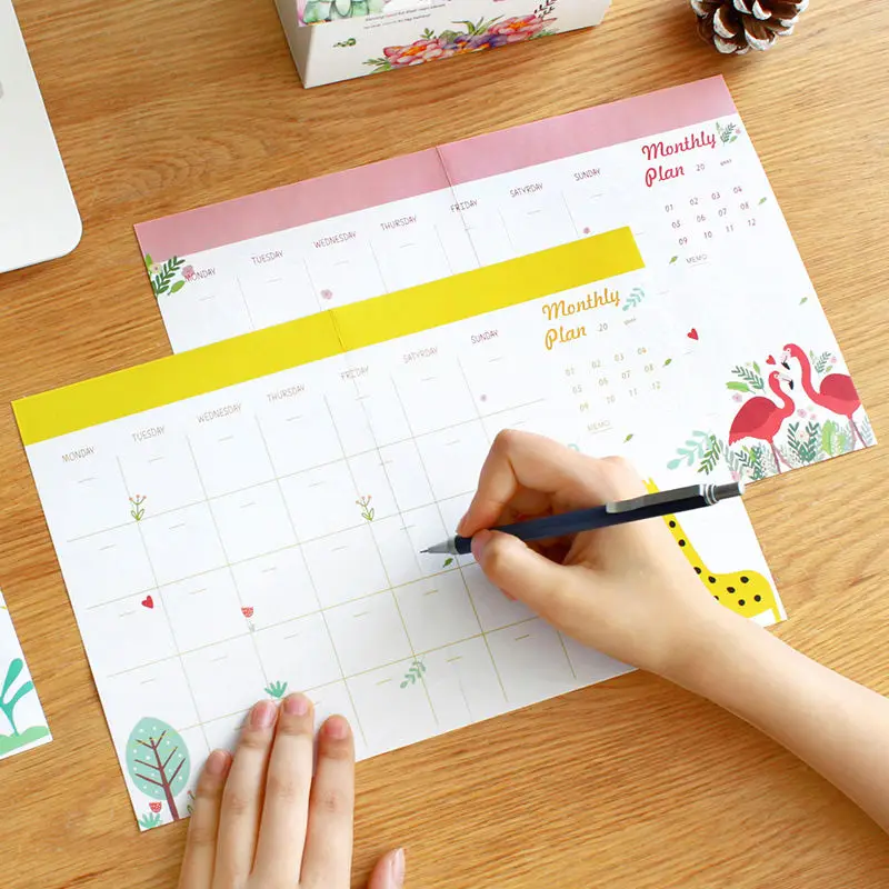 Coloffice корейский 2 шт. милые Креативные животные лес ежемесячный график 30-дневный