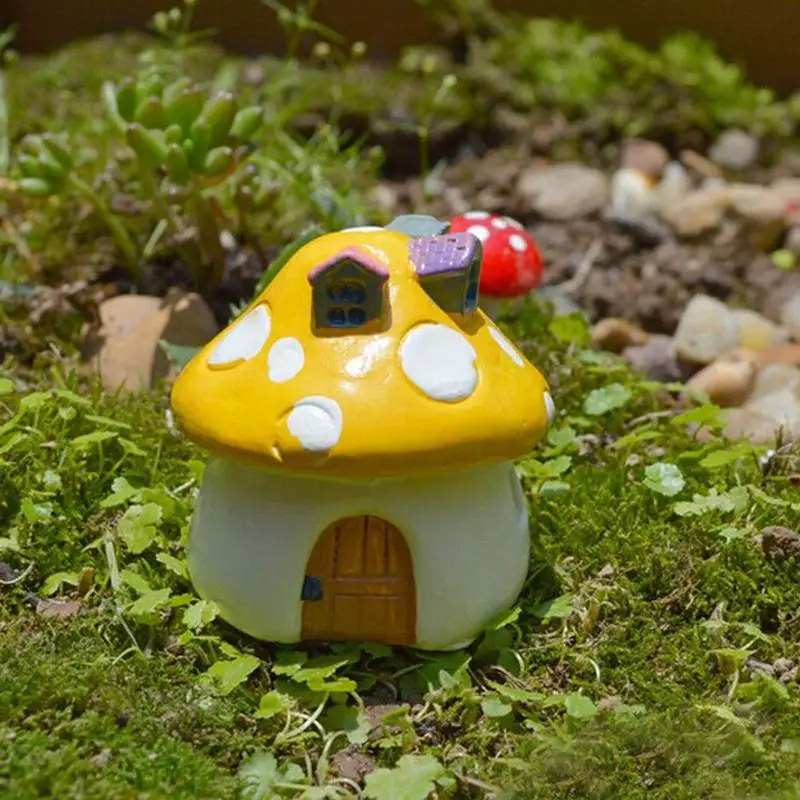 

4.5cm Resin Mushroom House Carft Garden Decor Ornament Miniature Figurine Plant Pot Fairy Micro Landscape Bonsai DIY