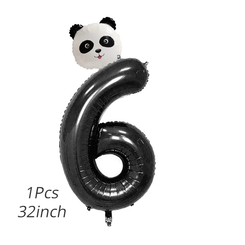 number balloon set 6 Cyuan Panda вечерние украшения животные панда бумажная тарелка на день рождения чашка баннер детский душ День Рождения украшения Детские цифры воздушные шары - Цвет: number balloon set 6