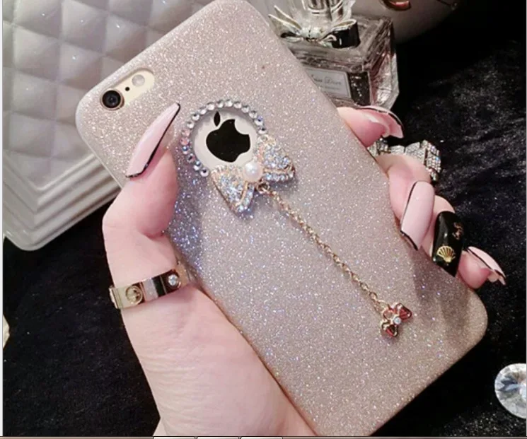 butterfly flashing powder TPU shell for Iphone 8plus case ultra-thin hollowed pendant iphone xs max 8 7 6 6S luxury |