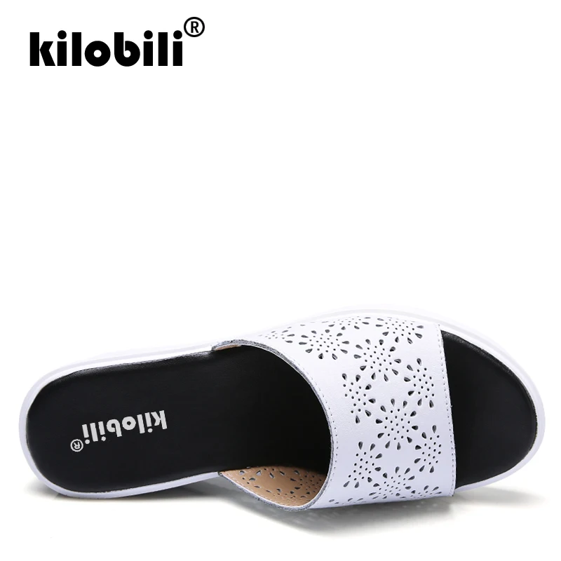 Kilobili/2019 женские шлепанцы Вьетнамки сандалии на плоской платформе Босоножки с