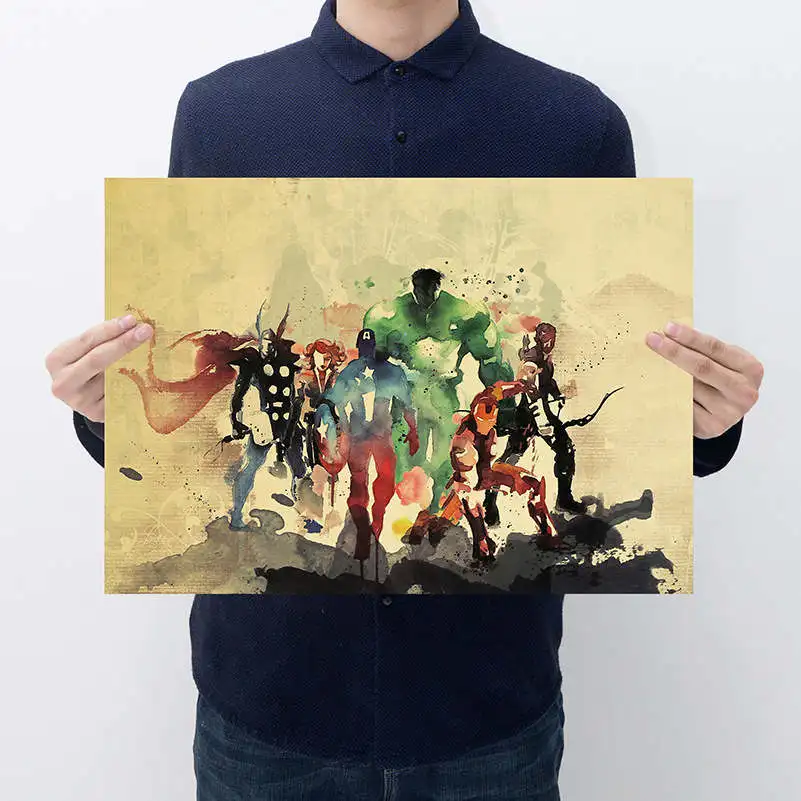 style 3 Марвел Супергерои постеры с фигурами винтажные для стен новые Marvel Мстители эндгейм Железный человек Бэтмен Супермен плакаты и принты - Цвет: style 3