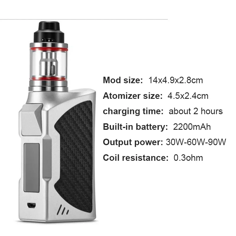 90 Вт коробка модов для вейпа мод комплект Vaper электронная сигарета 2200 мАч мех