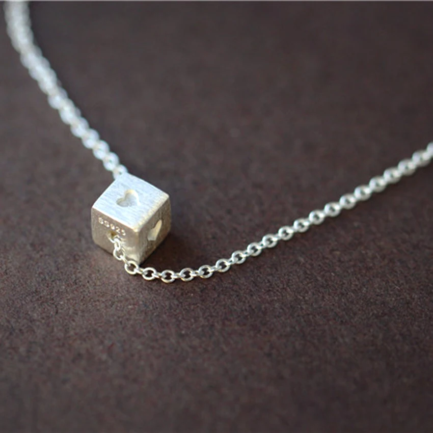 Kinitial 1 шт. 925 silver геометрическим квадратных ключицы Цепочки и ожерелья для Для