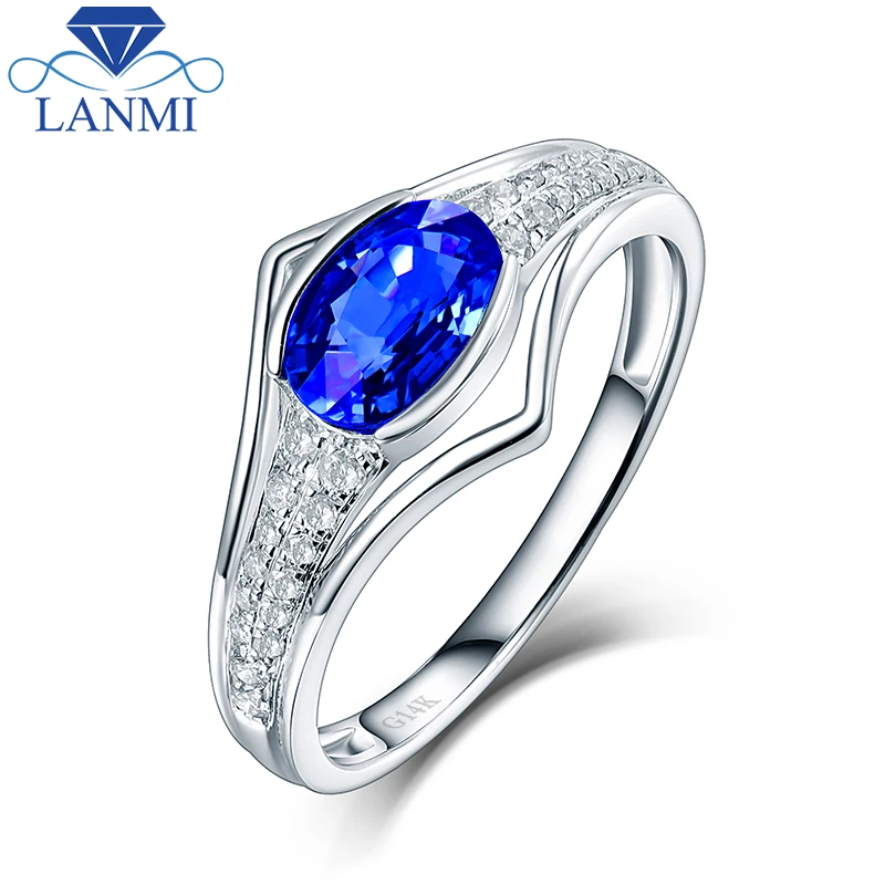 Очаровательные овальные женские свадебные кольца с натуральным сапфиром из