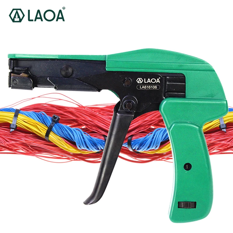 

LAOA Cable Tie Gun Cutting Fastening Tool Width 2.2 to 4.8MM Nylon Tightening The Clamp Line Automatic Tension Cutoff
