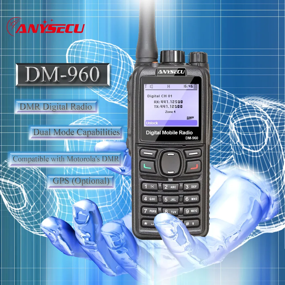Двойной режим TDMA цифровой/аналоговый DMR радио anysecu DM 960 UHF 3000 мАч Совместимость с