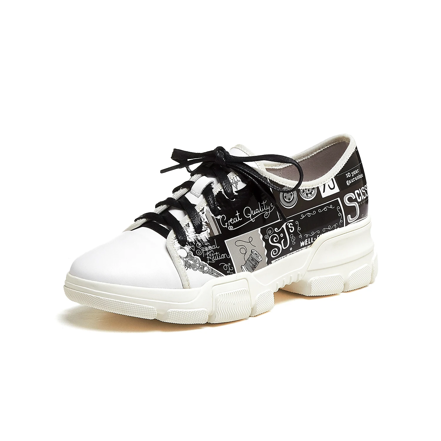 Для женщин CREEPERS обувь на плоской подошве, из натуральной кожи, 22-24,5 см длина мультфильм печать микрофибры Сращивание на плоской подошве; спортивная обувь для студентов в корейском - Цвет: black