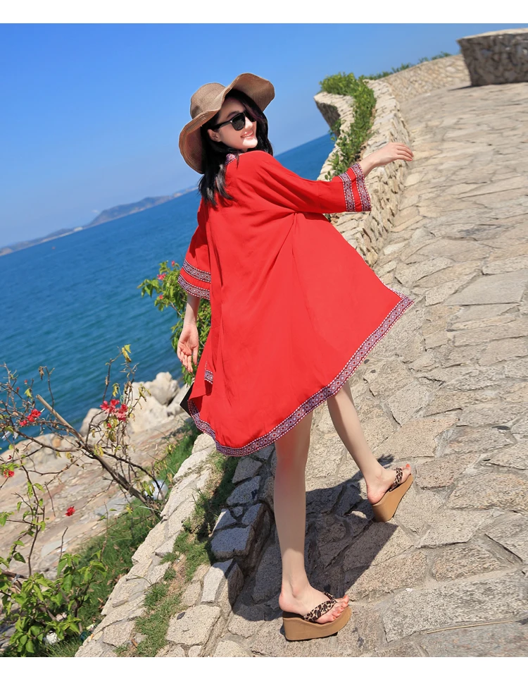 2018 пляжное праздничное шифоновое пальто средней длины с вышивкой летний