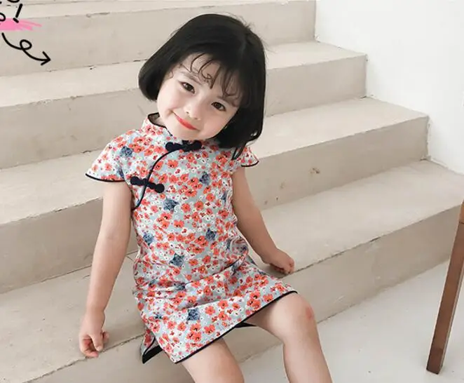 Новинка года; Детские платья Cheongsam в сдержанном стиле; детская одежда для девочек; праздничный костюм; платье принцессы в китайском стиле