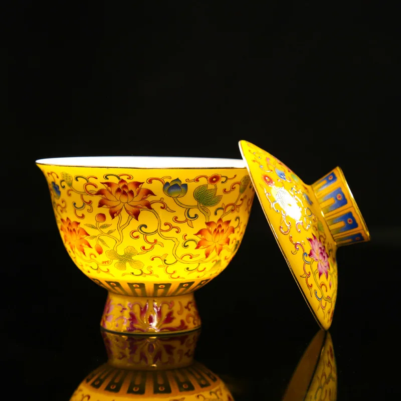 Цветной эмалированный чайный сервиз Gaiwan чайные чашки Традиционная Керамическая