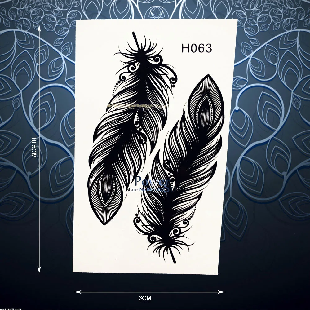 Лидер продаж Черный Перо Временные татуировки Стикеры для Для мужчин женщин Arm
